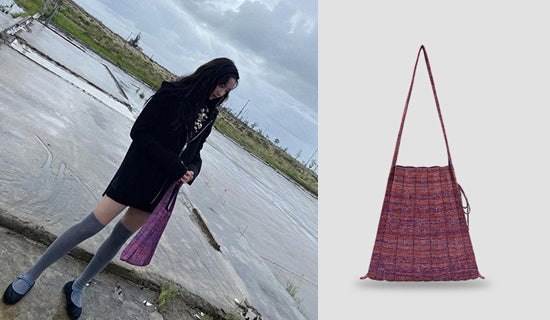 【アイドル MOMOLAND ヨヌ】インスタグラム@cholelxxlxx_Lucky Pleats Knit M Bohemian Iris Purple
