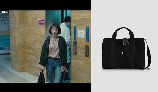【女優 チョン・ソミン】MBC 「空から降る一億の星 8話」Stacey Daytrip Tote Canvas_Black