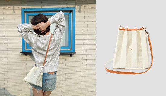 【女優 ソン・ジヒョ】インスタグラム@my_songjihyo_Lucky Pleats Canvas Cross Mini Ivory Cream