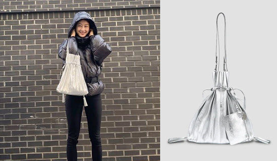 【モデル Lee Hyun-yi】インスタグラム @lee.hyunyi__Lucky Pleats Shopper Cracked Silver