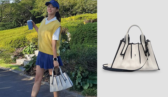 【歌手 チョン・ヘビン】インスタグラム @heavenbin83_Lucky Pleats Canvas Tote Line Drawing S Ivory