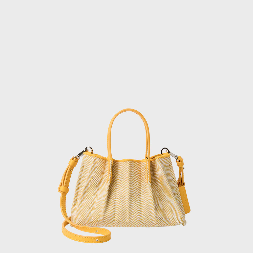 ラッキープリーツキャンバスリーフベビーバッグ サフランイエロー