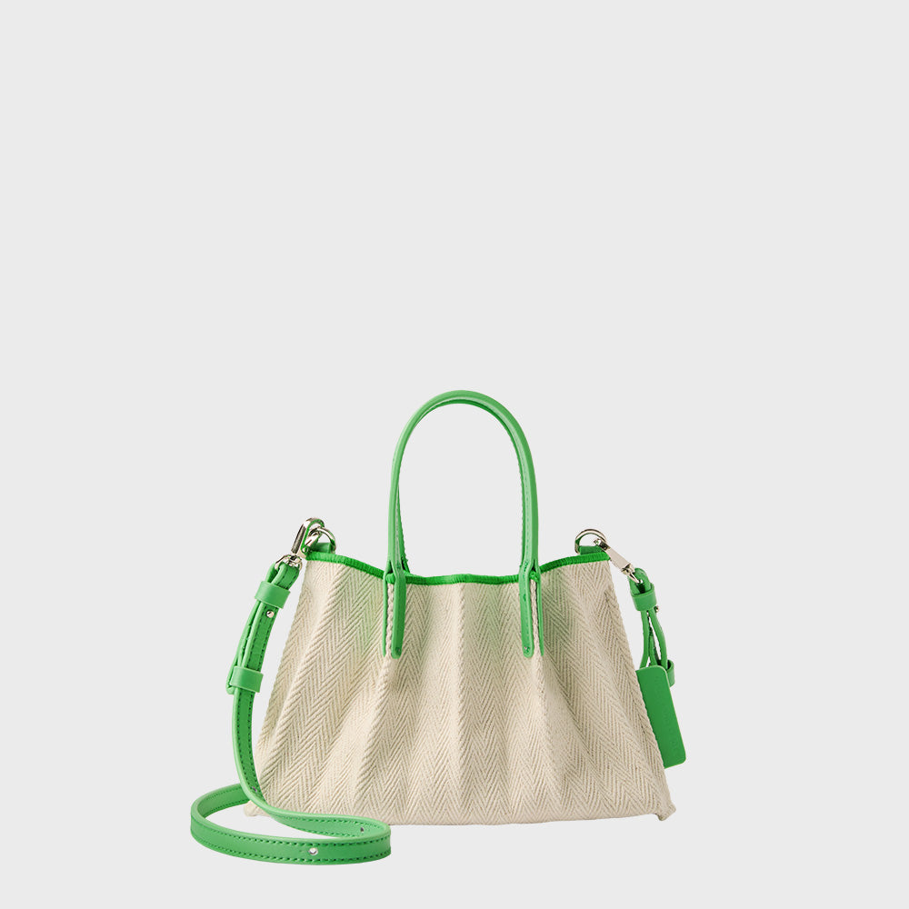 ラッキープリーツキャンバスリーフベビーバッグ パーマネントグリーン