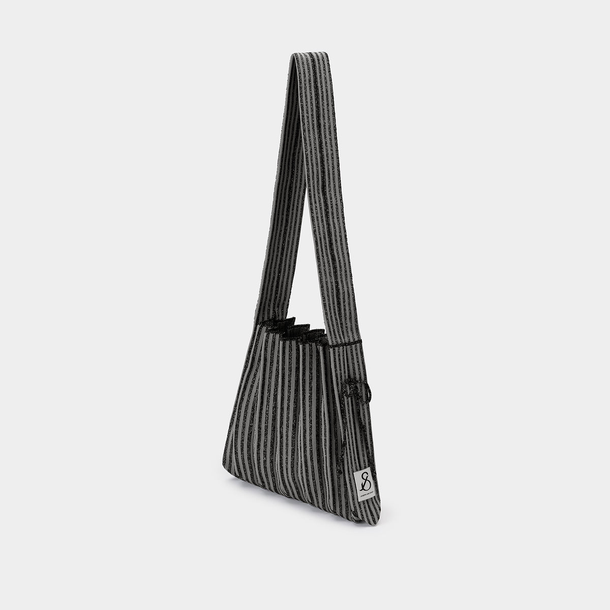 Lucky Pleats Knit Crossbody M Stripe Grey