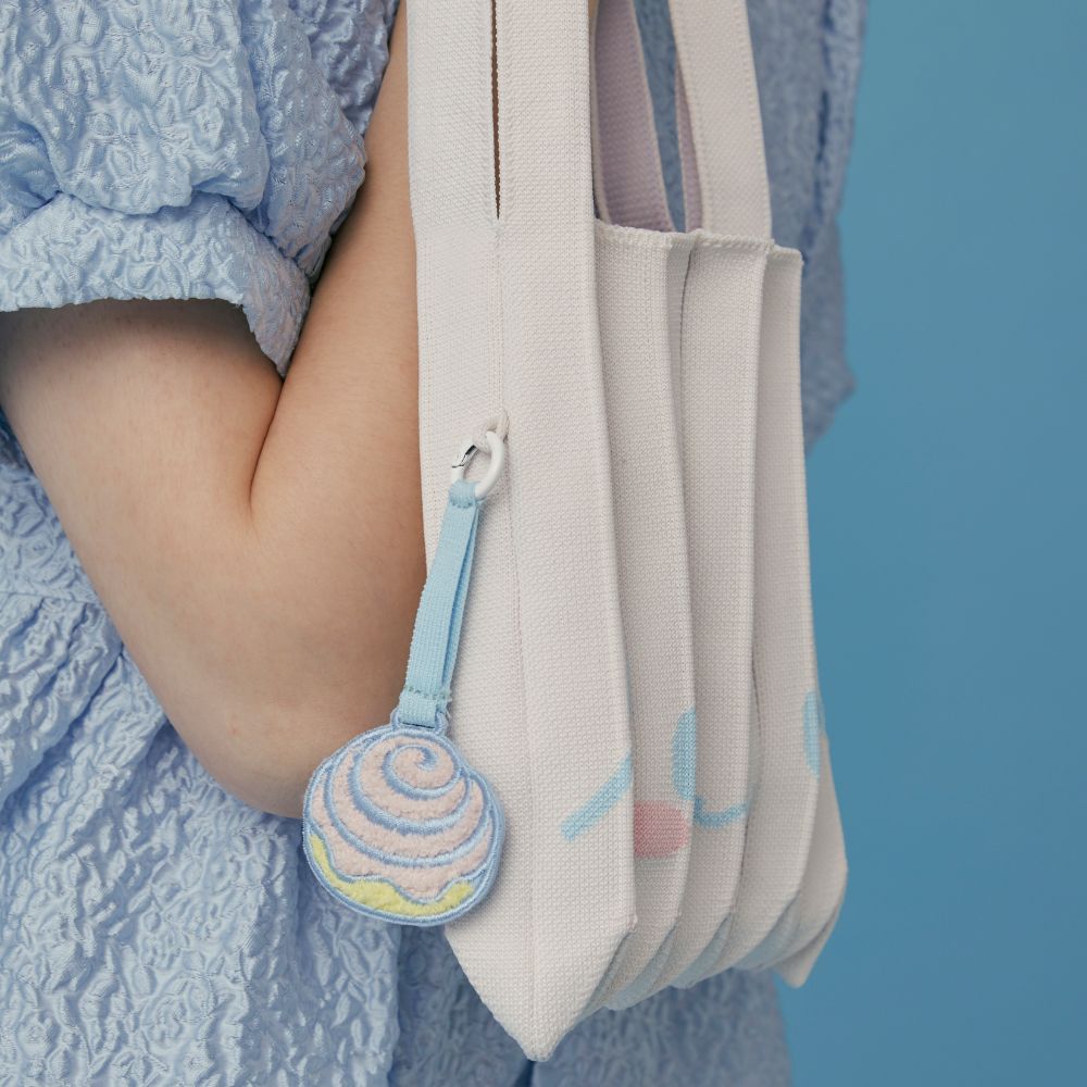 ラッキープリーツニットモチーフキーリング シナモロール ブルー