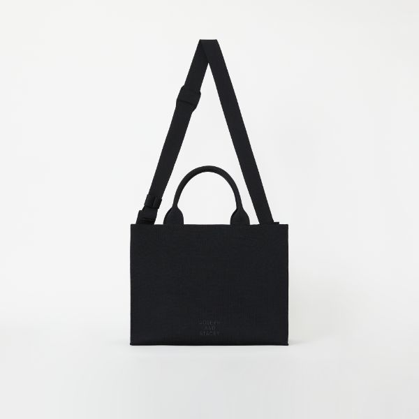 ラッキープリーツニットラティスニットトートバッグ(L) リッチブラック