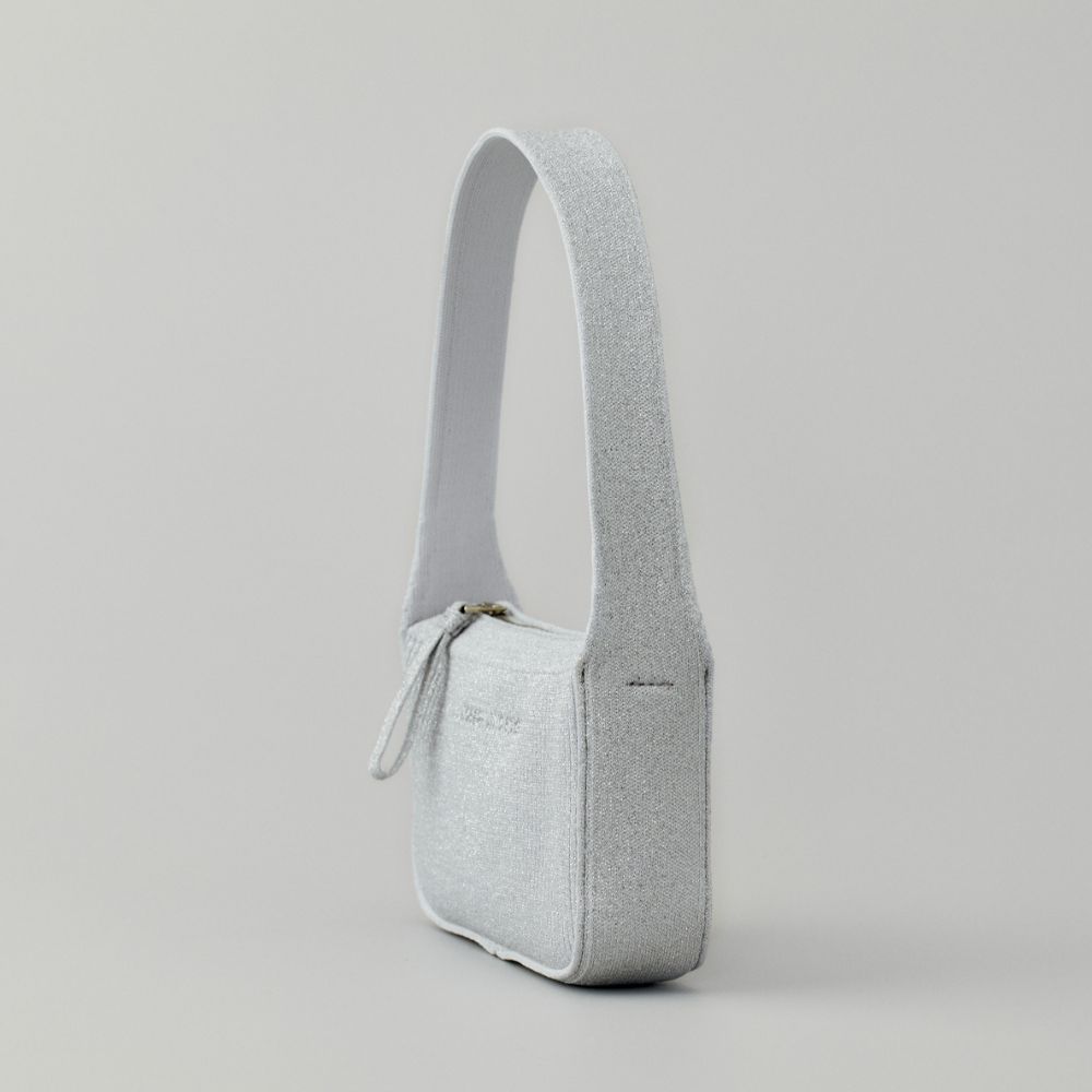 ラッキープリーツニットアートンニットショルダーバッグスターリー(S) ライトプラチナ