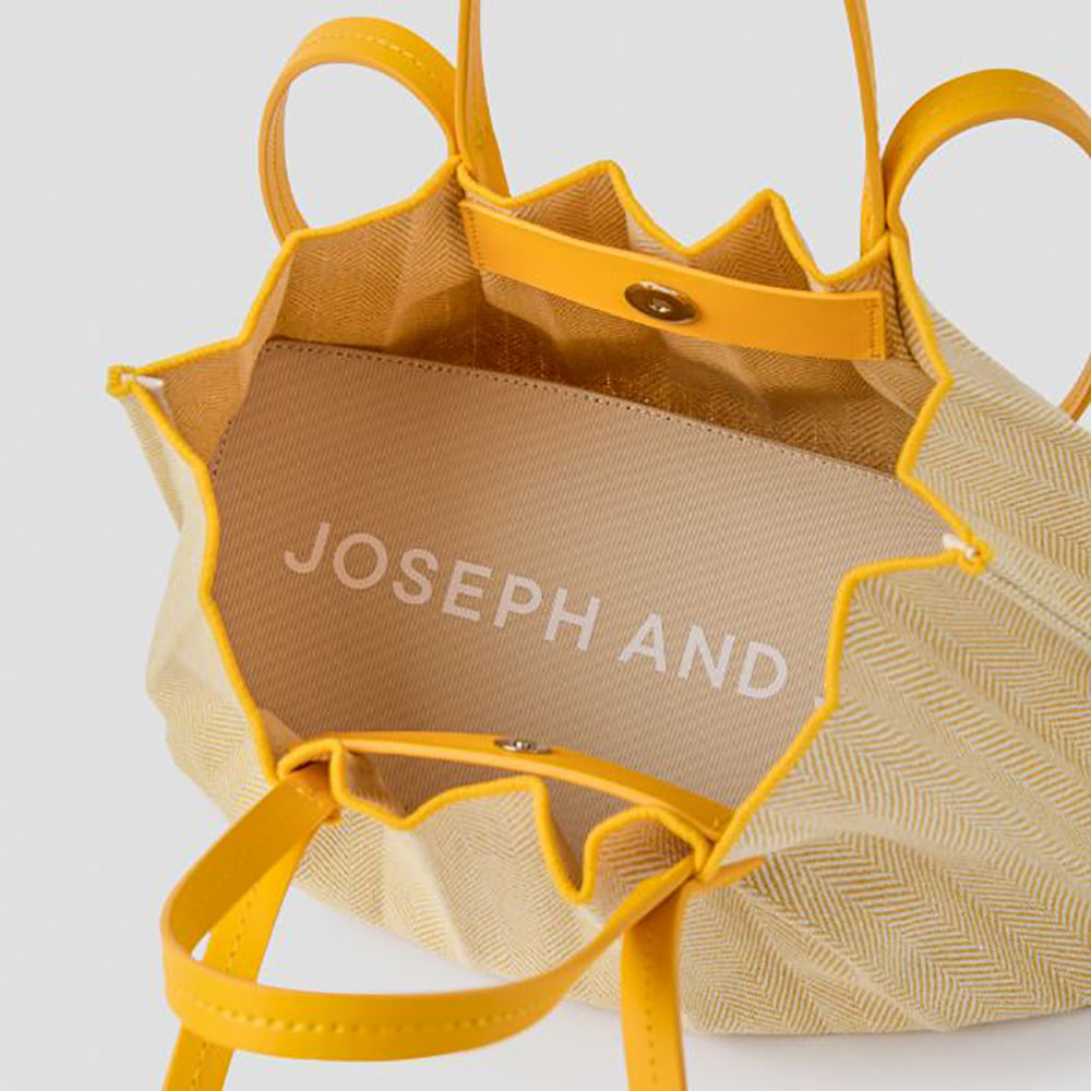 ラッキープリーツキャンバスリーフショッパー(S)サフランイエロー