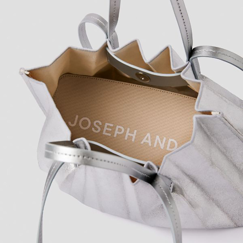 ラッキープリーツキャンバスリーフショッパー(S)マットシルバー