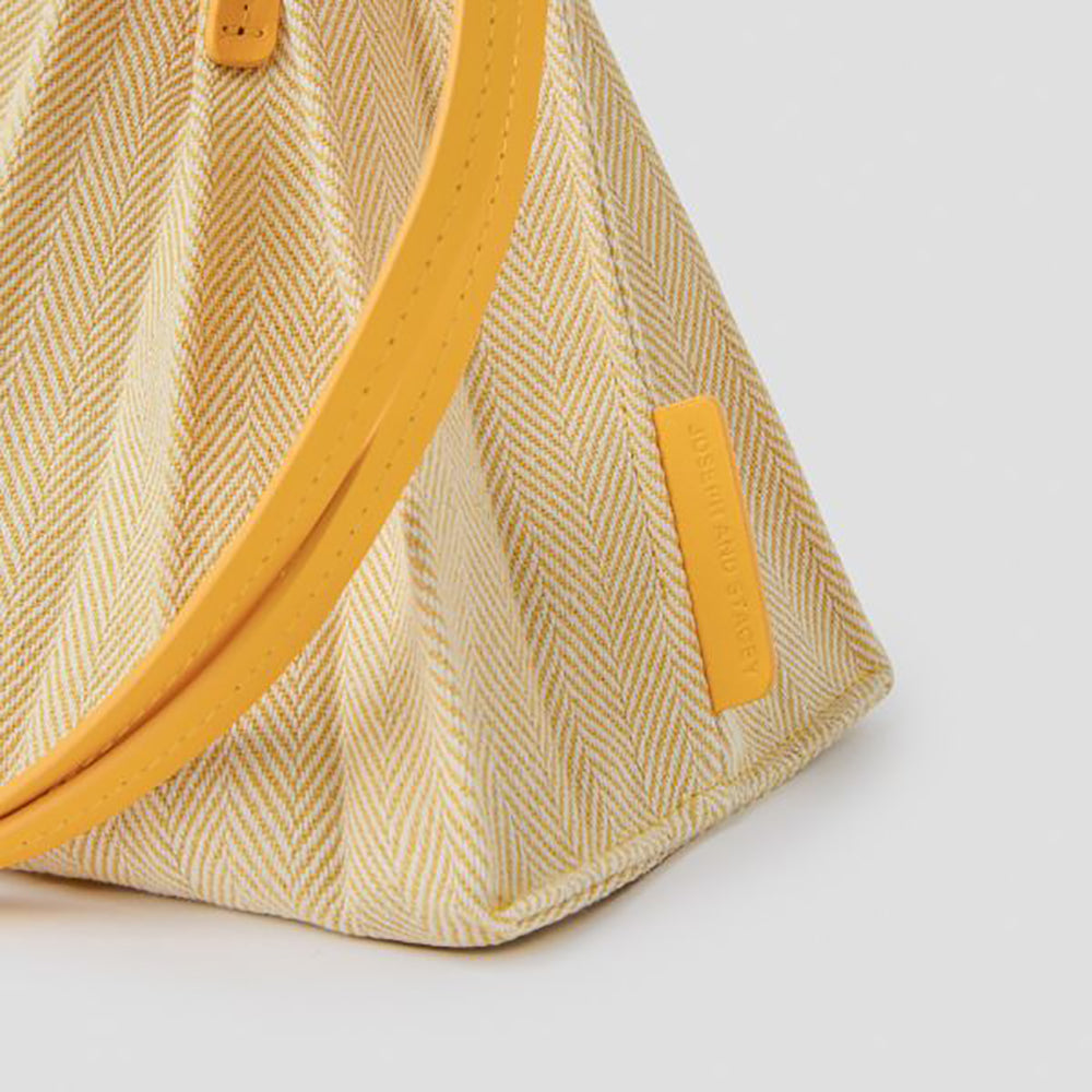 ラッキープリーツキャンバスリーフショッパー(S)サフランイエロー