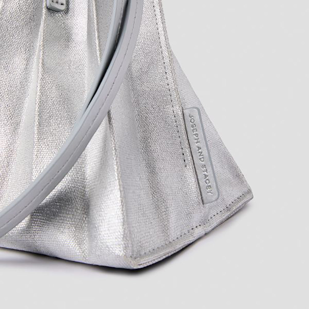 ラッキープリーツキャンバスリーフショッパー(S)マットシルバー