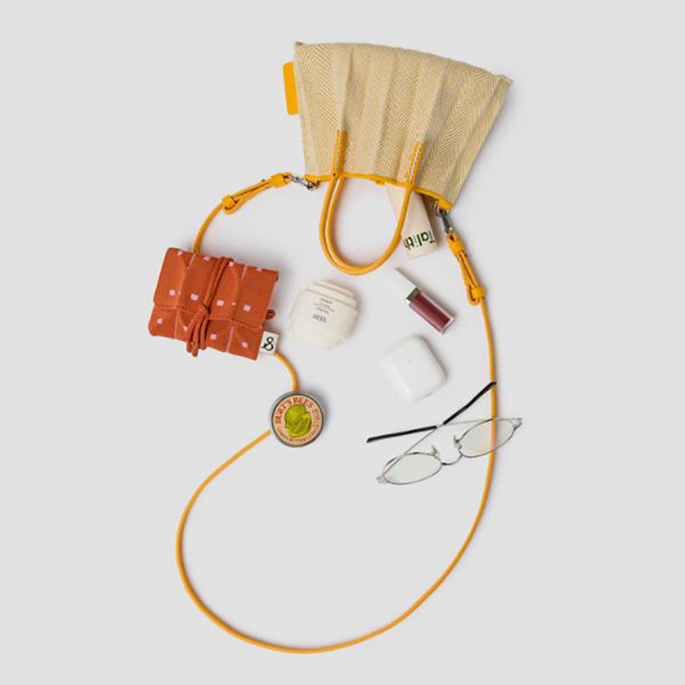 ラッキープリーツキャンバスリーフベビーバッグ サフランイエロー