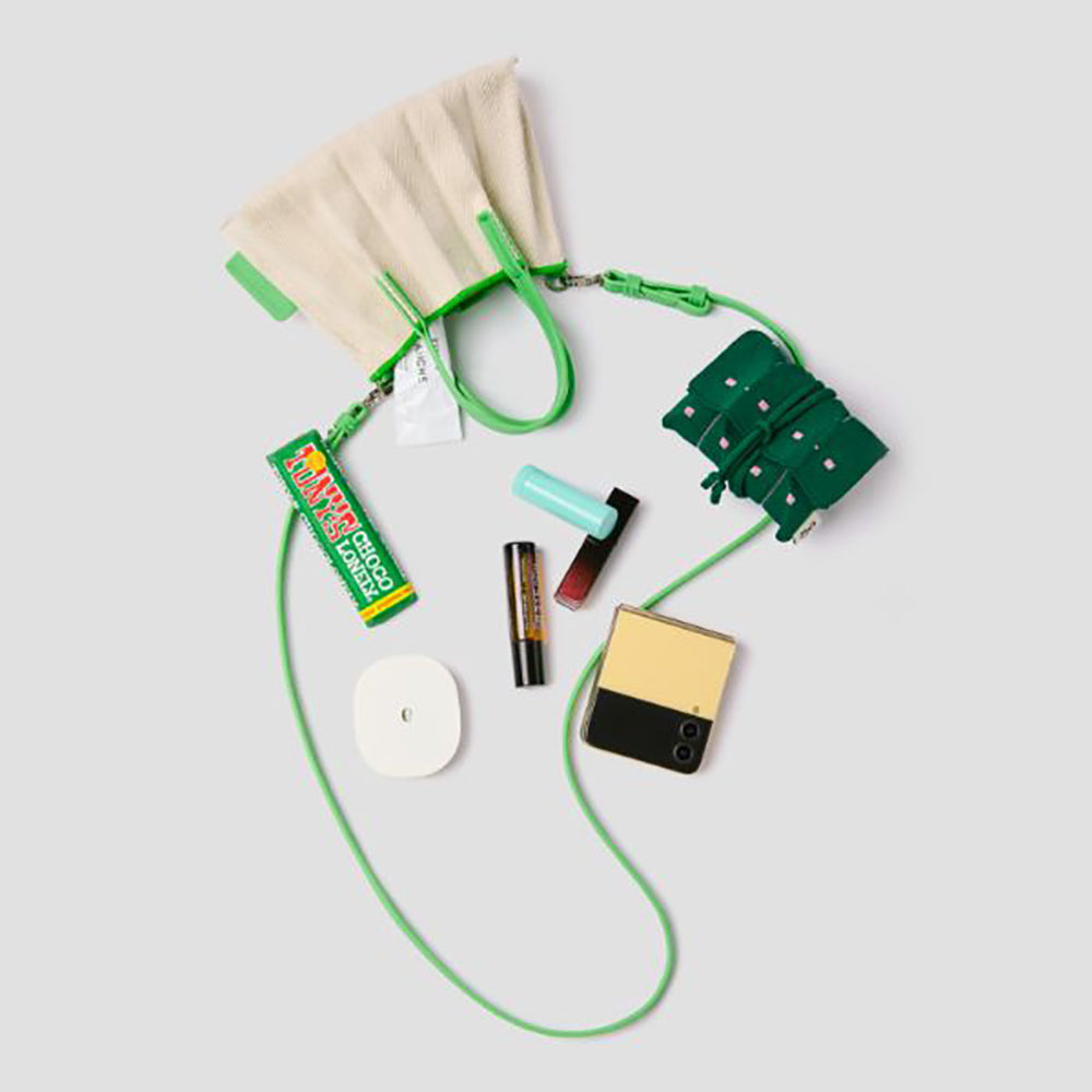 ラッキープリーツキャンバスリーフベビーバッグ パーマネントグリーン