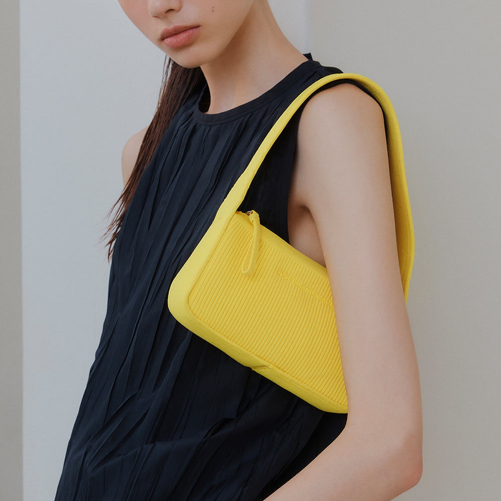 ラッキープリーツニットアートンニットショルダーバッグ(S) レモンボウム