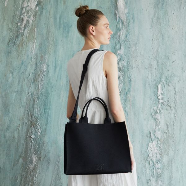 ラッキープリーツニットラティスニットトートバッグ(L) リッチブラック