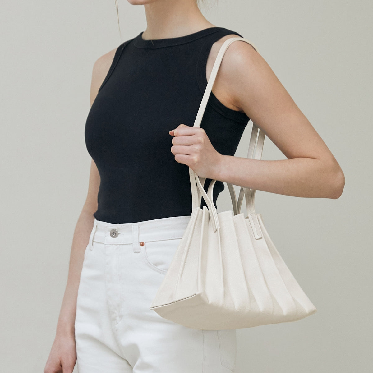 ラッキープリーツキャンバスコーテッド(S) クリーム