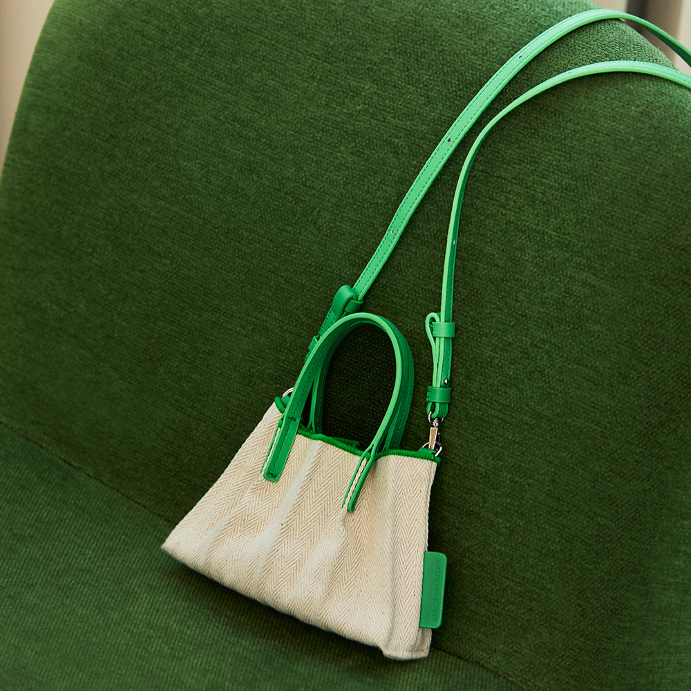 ラッキープリーツキャンバスリーフベビーバッグ パーマネントグリーン