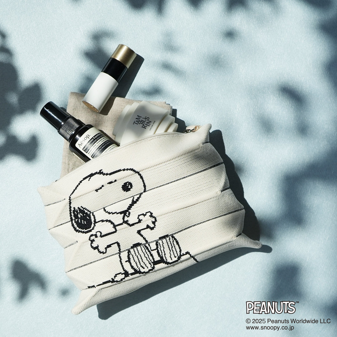 ラッキープリーツニットクラッチ スヌーピー&ウッドストック クリーム