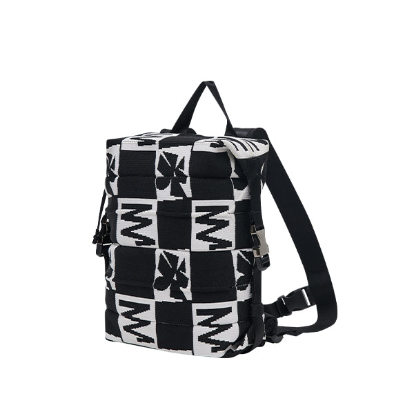 ラッキープリーツニット バックパック フューチャーフラワー (S) ブラックホワイト