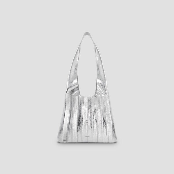 ラッキープリーツショルダーバッグシルバー