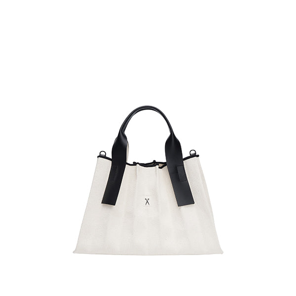 ラッキープリーツキャンバス トート(S) アイボリー_ブラック