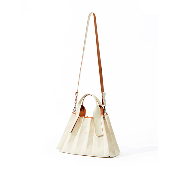 ラッキープリーツキャンバス トート(S) アイボリークリーム