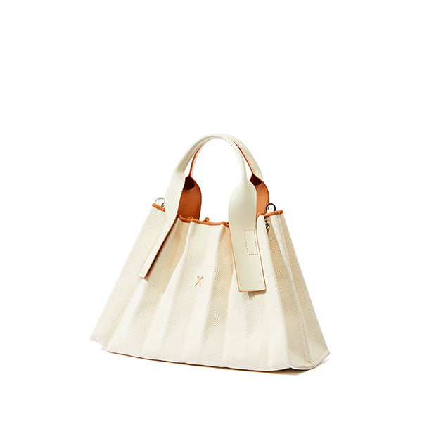 ラッキープリーツキャンバス トート(S) アイボリークリーム