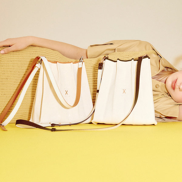 ラッキープリーツキャンバス クロスミニ アイボリークリーム