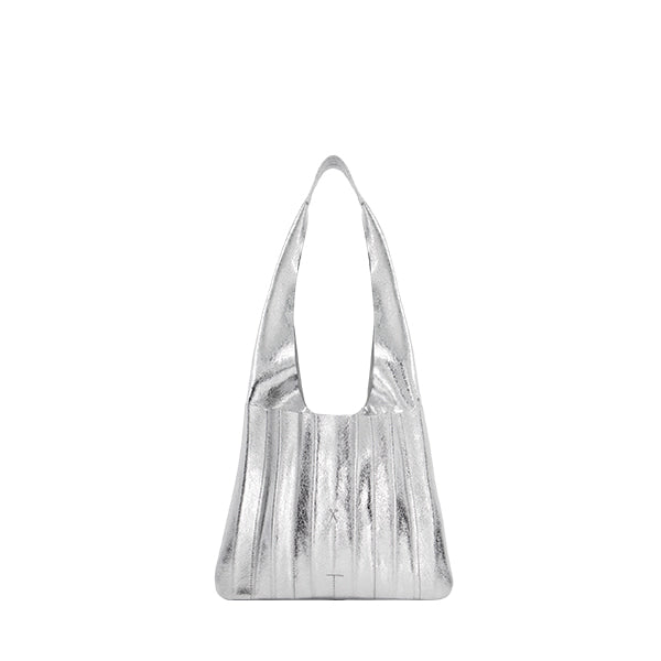 ラッキープリーツショルダーバッグシルバー