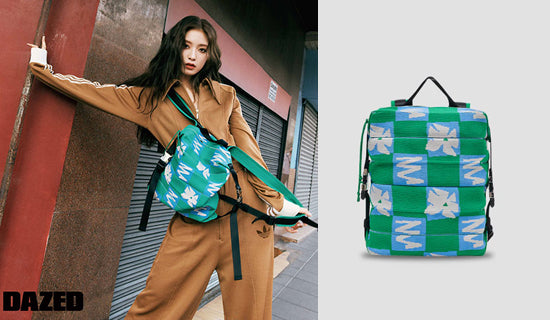 【アイドル OH MY GIRL アリン】DAZED_Lucky Pleats Knit Backpack S Future Flower Green Ocean