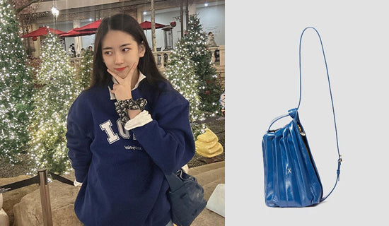 【女優 パク・ミンハ】インスタグラム@minha_gwen_Lucky Pleats Pumpkin Bag Majolica Blue