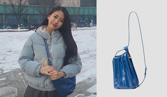 【女優 パク・ミンハ】インスタグラム@minha_gwen_Lucky Pleats Pumpkin Bag Majolica Blue