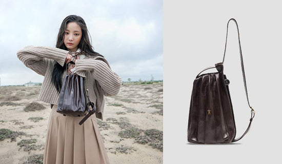 【アイドル MOMOLAND ヨヌ】THE STAR MAGAZINE_Lucky Pleats Pumpkin Bag Dark Oak