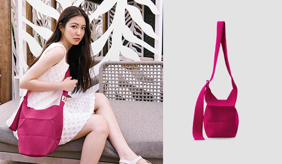 【女優 シン・イェウン】DAZED 5月号_Lucky Pleats Knit Off City Bucket Bag Viva Magenta