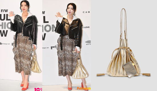 【モデル Kwon Eunjin】Lucky Pleats Shopper _Cracked Gold