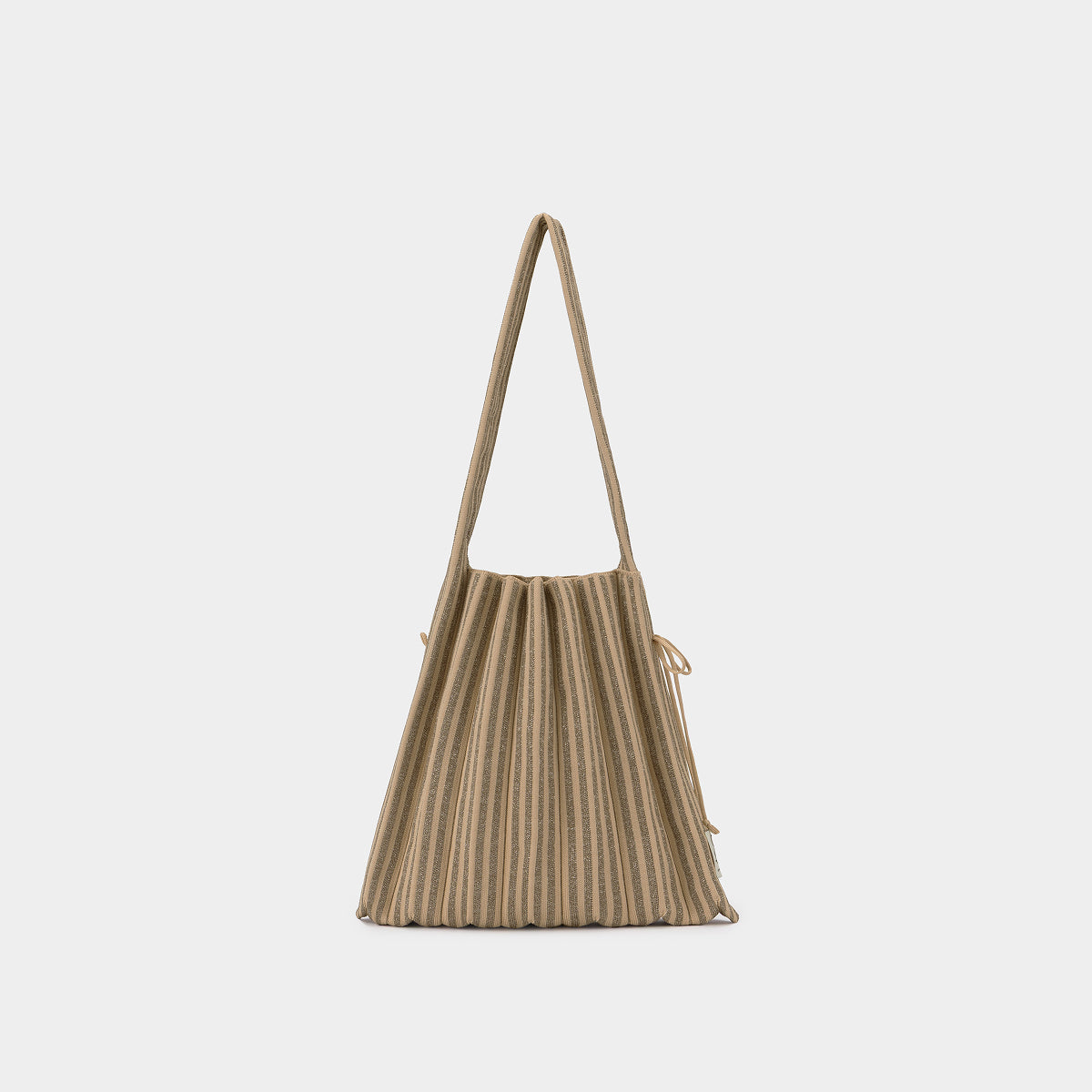 ラッキープリーツニット M ストライプ Beige
