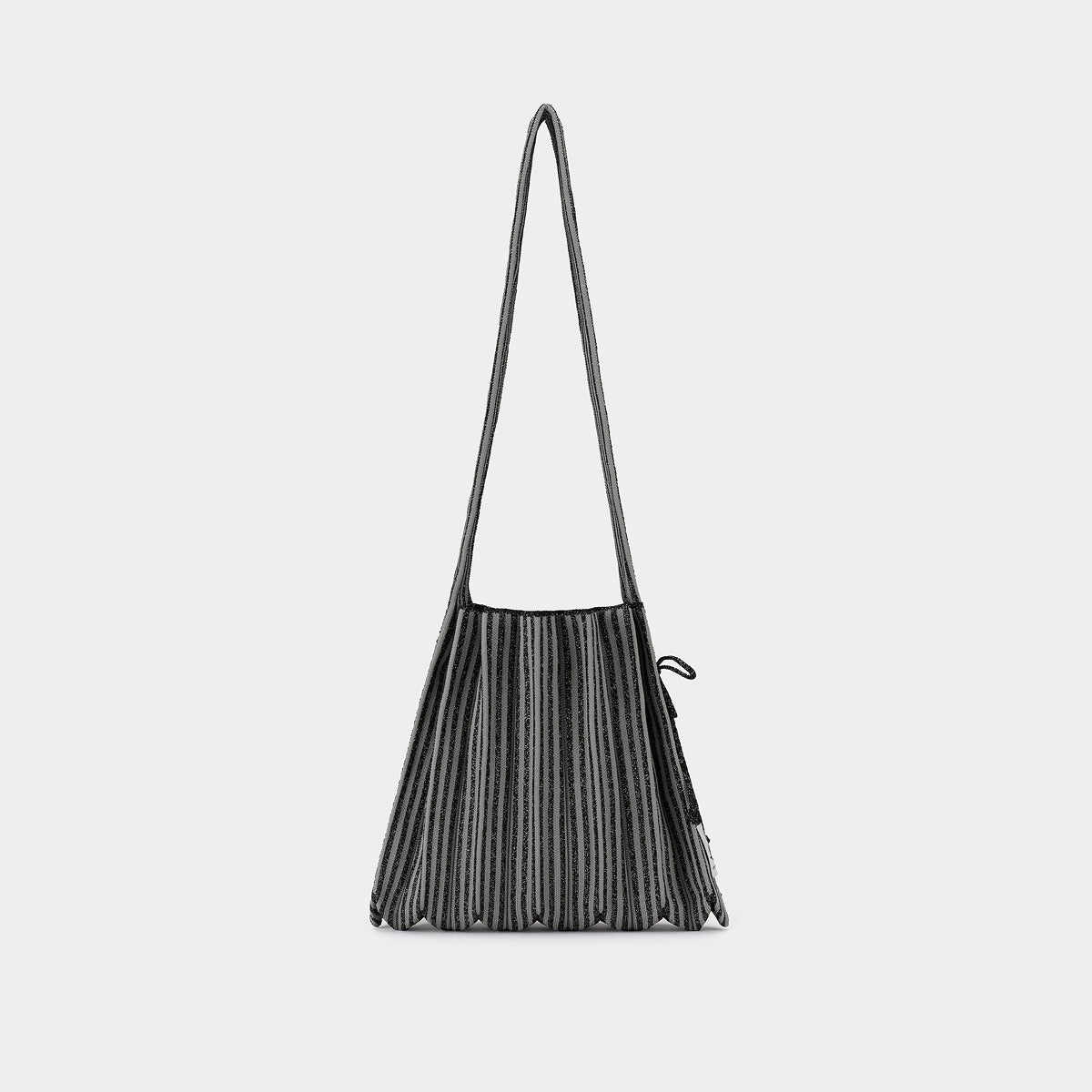 Lucky Pleats Knit Crossbody M Stripe Grey