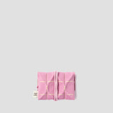 ラッキープリーツニットカードウォレット グリッド コットンピンク