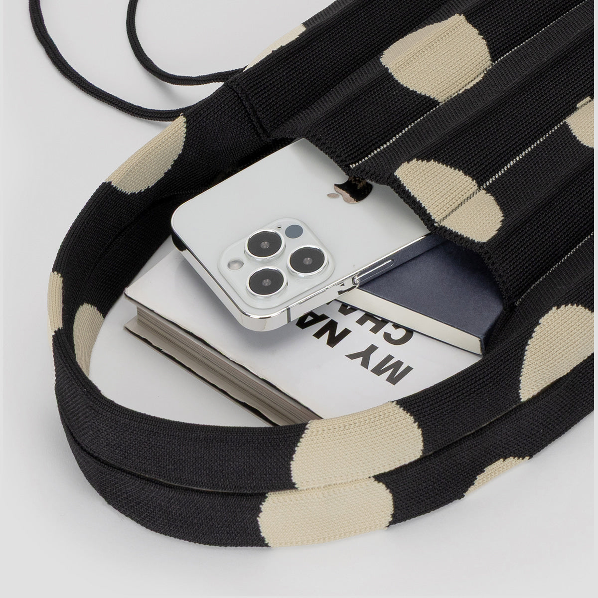 ラッキープリーツニット S ドット　リッチブラック