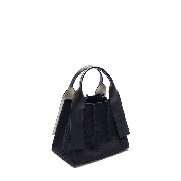 ラッキープリーツキャンバス トート(XS) ブラック_ブラック